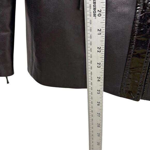 Dana Buchman Genuine Leather‎ Patent Trims Jacket Black Women’s Size 4 - Picture 9 of 10